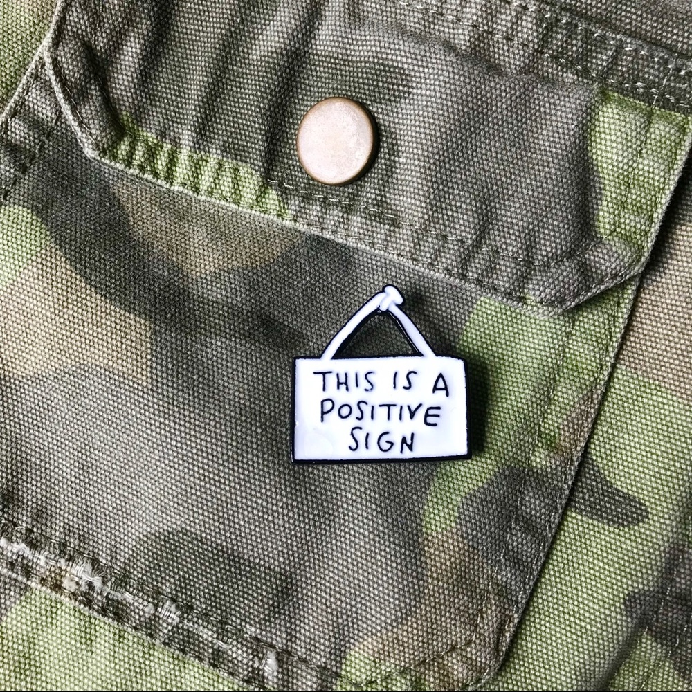 Enamel Quote Pin Brooch Positive Kawaii